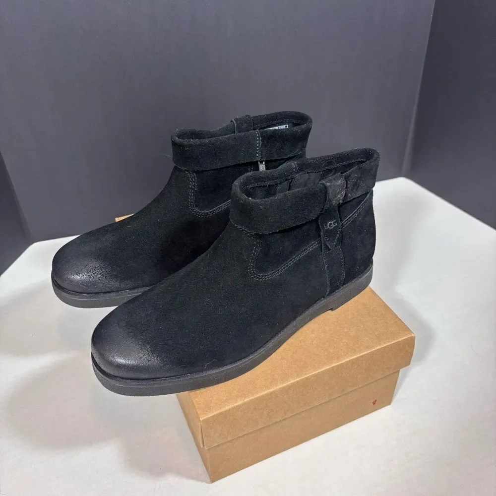 UGG Women’s Josefene Cuff Boot Black Suede Size 10 Excellent Condition